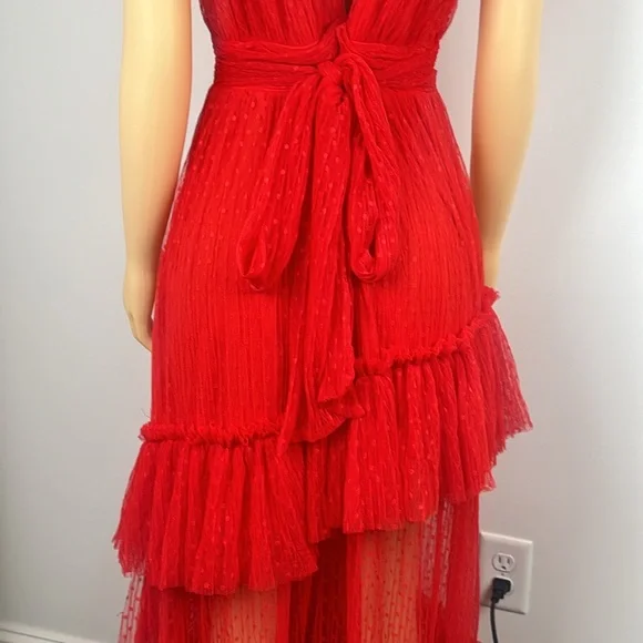 Vici Collection Tiered Tulle Midi Dress Red  Sz large - Picture 9 of 13